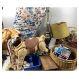 Baskets, Table Lamps, Rocking Horse, Pillow