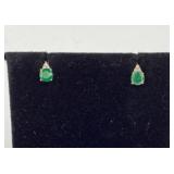 14k gold, emerald & diamond earrings. Total