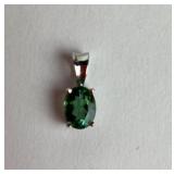 14k white gold & green apatite pendant. Total