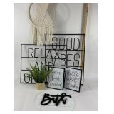 Bathroom Wall Decor Signs And Faux Plant