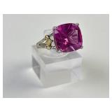 Sterling & 10k gold ring with pink stone. Size