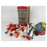 American Plastic Bricks Tin With Globe Bank