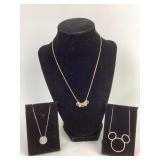 (3) sterling necklaces with stone set pendants,