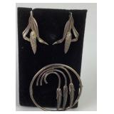Goldberg Kirschman Sterling brooch & earrings.