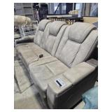 Power Couch Suede Tan & Brown 89 in. X 38 in.