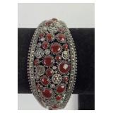 Sterling, garnet & marcasite bracelet. Total