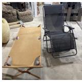 Folding wood cot, lounge chair