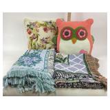 Throw Blankets, Embroidered Pillow, Owl Accent Pil