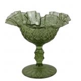 Fenton Colonial Green Glass Ruffled Compote