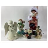 Christmas Figurines Santa, Angel, Snowmen