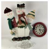 Wood Snowmen Display, Sterling Noble Clock
