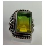 Sterling & bi-color quartz ring size 7. Total