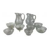 Crystal Clear Bohemia Pitcher, Fostoria Cubist Bow