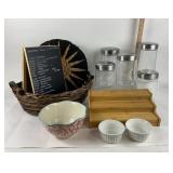 Kitchen Storage Jars, Woven Trivet, Bamboo Tiered