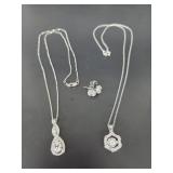 (2) .925 Sterling Silver Necklaces one with Matchi