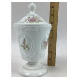 Fenton Milk Glass Hand Painted Signed by Frances B