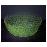 Green Uranium Glass Bowl With Pressed Pattern