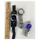 Fossil Watches; Leather Cuff, Blue Quartz, Stainle