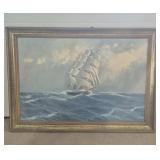 Framed Painting Clipper Ship By James Fletcher