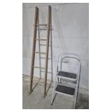 Wood Ladder (6 ft. Long) & Folding Safety Step