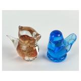 Vintage Bird Glass Paperweights (One Signed)