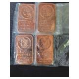 Copper Bullion Bars, Liberty Design