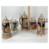 Beer Steins; Musical, Stoneware, Lusterware Styles
