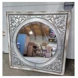 Round Mirror With Galvanized Surround In