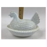 White Indiana Milk Glass Hen on Nest Dish