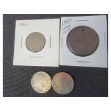 Liberty Dimes 1904, 1907, 1909, 1854 Large Cent