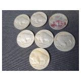 Buffalo Nickels 1929, 1935, (2) 1936, 1937, (2) no