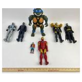 Action Figures: Ninja Turtle, Iron Man, Batman