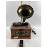 Classic Home Phonograph With Brass Horn