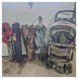 Bag Chairs (3) Camouflage One Includes Umbrella,