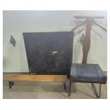 Valet Chair / Butler Stand, Wood & Wrought Iron