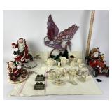 Santaï¿½Figures, Stained Glass Heron, Ceramic Figuri