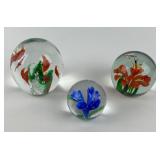 Glass Paperweights With Floral Designs