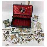 Costume Jewelry Pieces with Beads, Watches, Box, B
