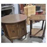 Wood Octagonal End Table With 2 Doors For Storage
