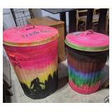 Metal Spray Painted Trash Cans With Lids 2