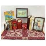 Hand Stitched Quilt, Tins, Books, Art