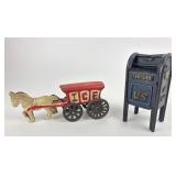 Cast Iron Mailbox Bank, Horse-Drawn Ice Cart