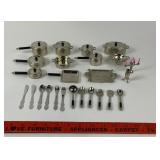 Miniature Metal Cookware, Utensils, Tea Set