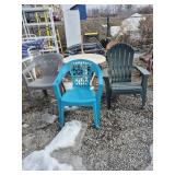 Plastic Lawn Chairs (3) & Plastic Round Outdoor