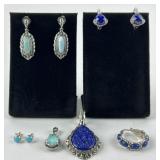 AW .925 Carved blue stone pendant, 8.83g TW,