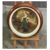 Chromolithograph of Girl in Wooded Scene