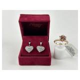 EA .925 Sterling Silver heart earrings 4.13g TW,