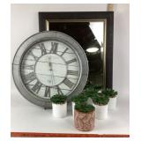 Sterling & Noble Wall Clock, Framed Mirror, Faux P