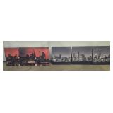 Canvas Prints (2 Sets Of 3) City Scape Scene