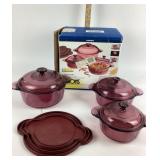 Pyrex Vision Cranberry Cookware with Lids